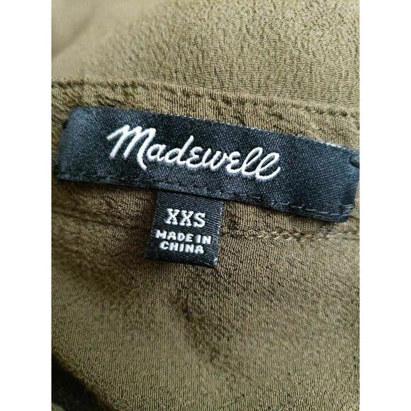 MADEWELL ~ Novella Lace-Up Olive Green  women's Dress XXS Shift Short-sleeve - Picture 6 of 8